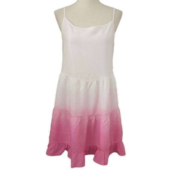 Beach by Exist Mini Dress Dip Dyed Ombre Strappy Back Tiered Ruffles Medium. - Picture 1 of 12